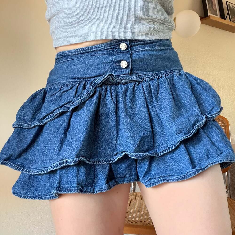 Gap Kids XXL 14-16 Denim Tiered Ruffled Mini Skirt